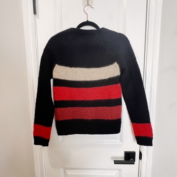 Rag & Bone Striped Sweater  Wool Mohair Black Cream Red SZ XS - Picture 2 of 5